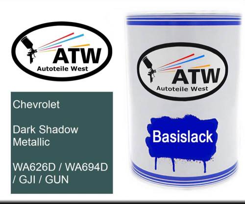 Chevrolet, Dark Shadow Metallic, WA626D / WA694D / GJI / GUN: 500ml Lackdose, von ATW Autoteile West.